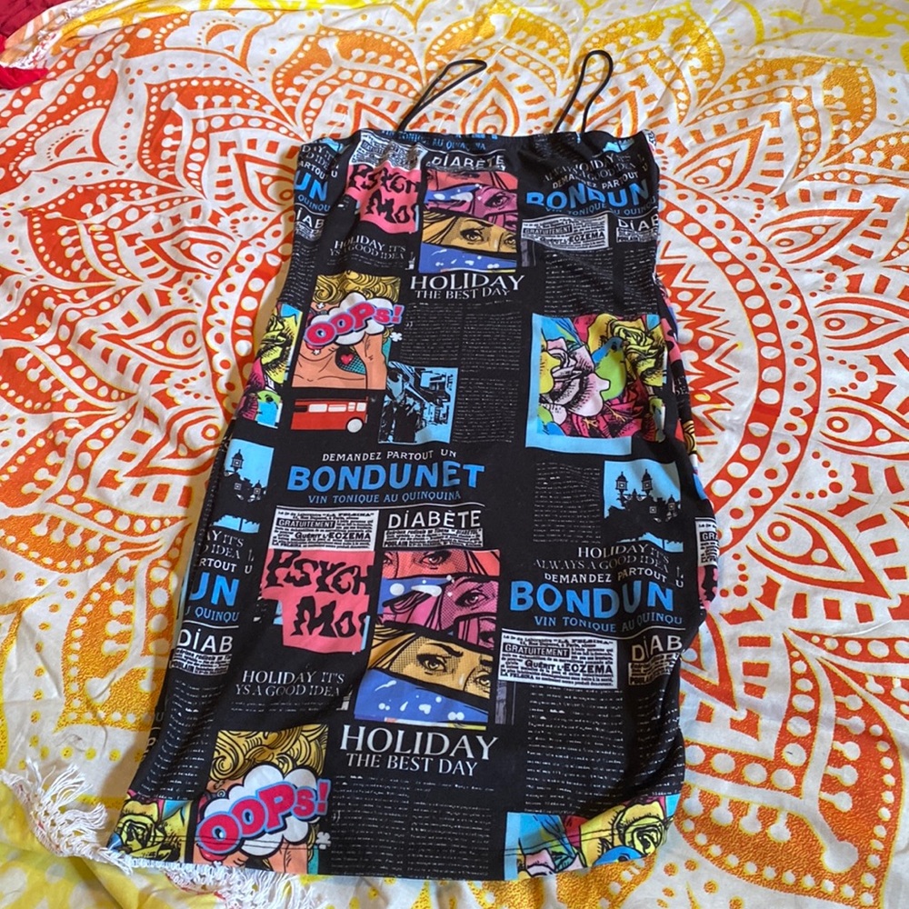 Comic Print Bodycon Mini Dress